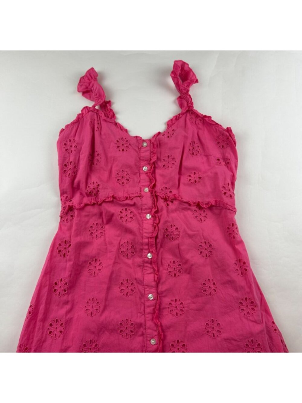 GAP Pink Cotton Eyelet Midi Dress M - Picture 2 of 7